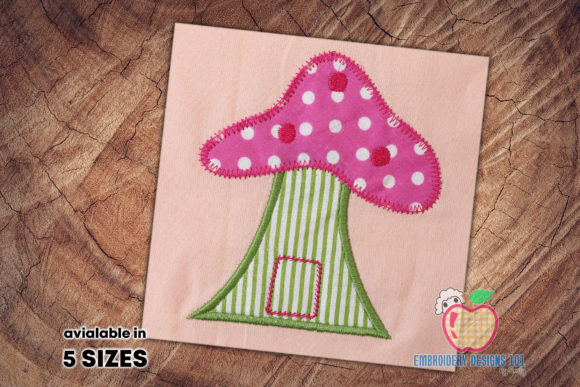 Fantasy Mushroom House Applique for Kids