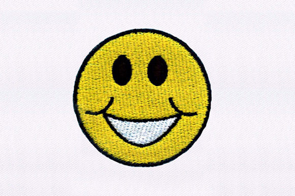 Smiling Yellow Emoji Embroidery Design